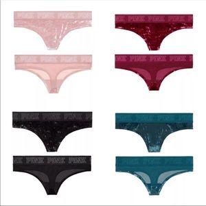 4 PINK Logo Velvet Thong Panty